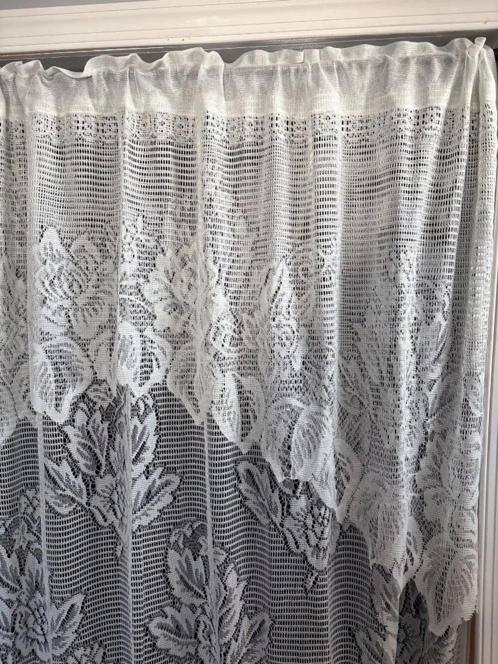 White Floral Lace Curtain Panel Elegant Sheer 60